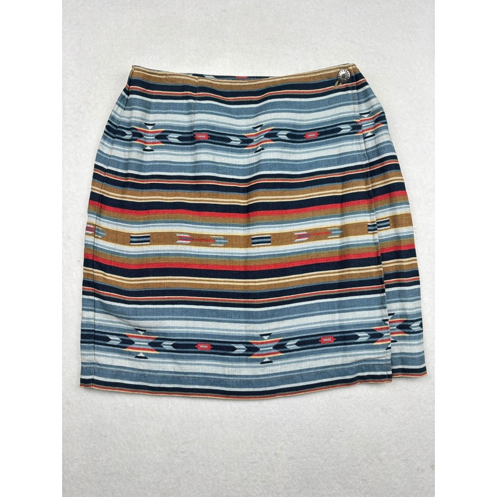 Jones New York Linen Skirt Womens 6P Southwest Wrap Geometric Boho‎ Western